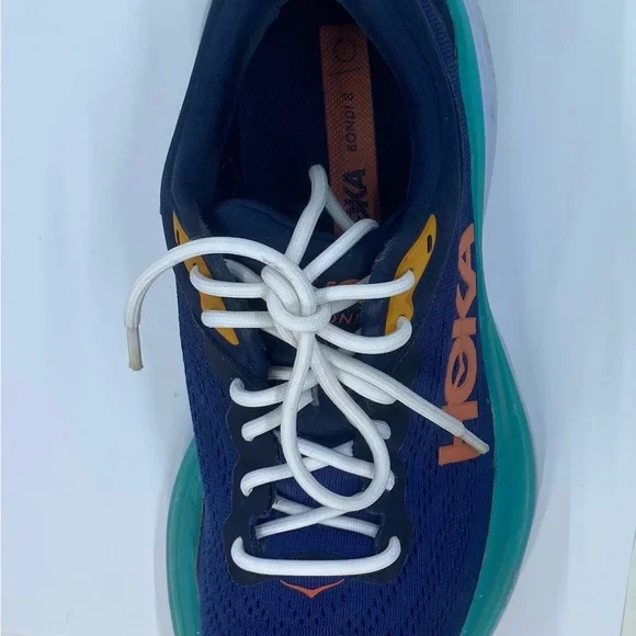 HOKA One One Bondi 8 Running Shoes Navy Teal Orange Women’s Size 9.5 - Picture 7 of 12